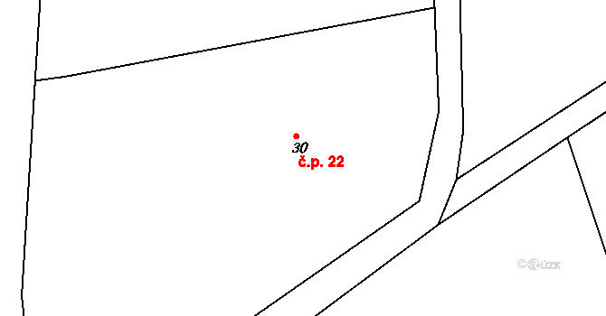 Orlovice 22, Pocinovice na parcele st. 30 v KÚ Orlovice u Pocinovic, Katastrální mapa