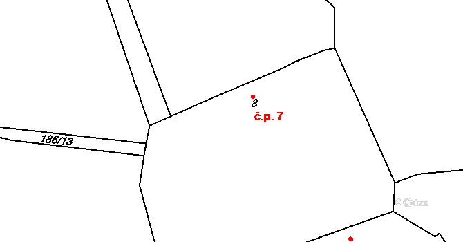 Lhota 7, Přelouč na parcele st. 8 v KÚ Lhota pod Přeloučí, Katastrální mapa
