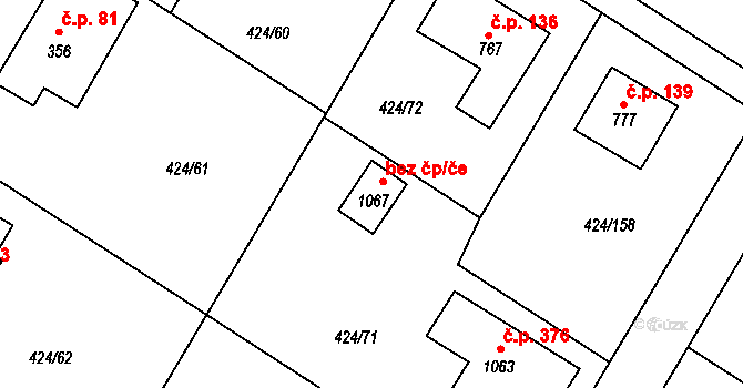 Říčany 80361650 na parcele st. 1067 v KÚ Strašín u Říčan, Katastrální mapa