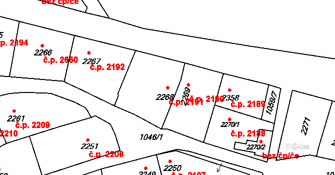 Rakovník II 2191, Rakovník na parcele st. 2268 v KÚ Rakovník, Katastrální mapa