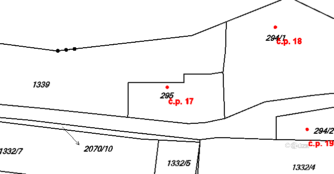 Řečice 17, Blatná na parcele st. 295 v KÚ Blatná, Katastrální mapa