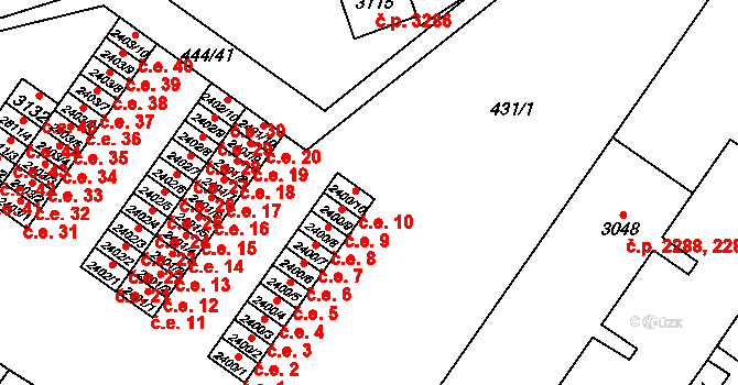 Žatec 10 na parcele st. 2400/10 v KÚ Žatec, Katastrální mapa