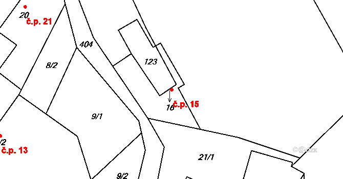 Dobrovítova Lhota 15, Trpišovice na parcele st. 16 v KÚ Dobrovítova Lhota, Katastrální mapa