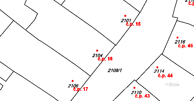 Lutopecny 16 na parcele st. 2104 v KÚ Lutopecny, Katastrální mapa