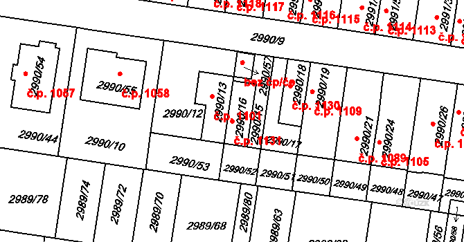 Holešov 1131 na parcele st. 2990/16 v KÚ Holešov, Katastrální mapa