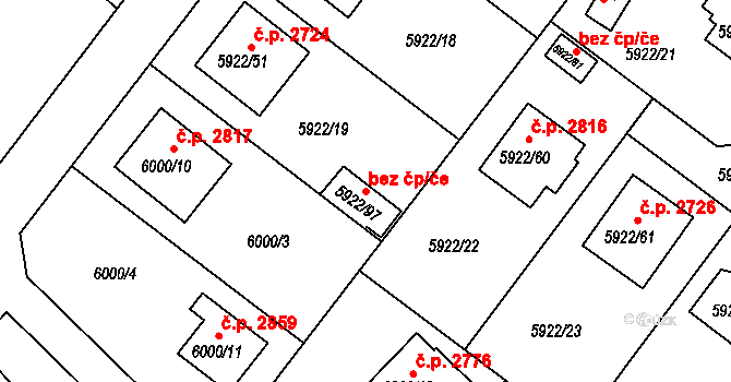 Frýdek-Místek 106468651 na parcele st. 5922/97 v KÚ Frýdek, Katastrální mapa