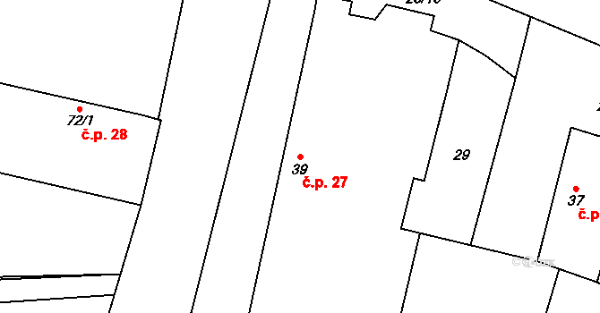 Prokopov 27 na parcele st. 39 v KÚ Prokopov, Katastrální mapa
