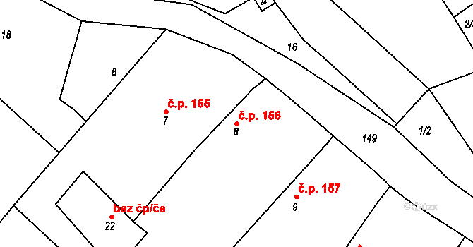 Rešice 156 na parcele st. 8 v KÚ Kordula, Katastrální mapa