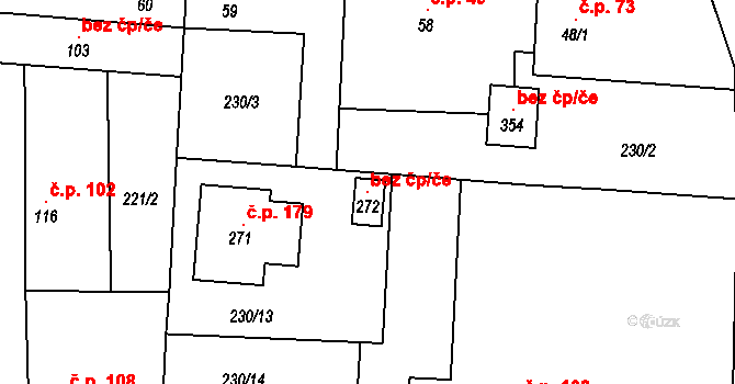 Zlosyň 120307651 na parcele st. 272 v KÚ Zlosyň, Katastrální mapa