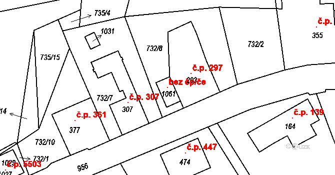 Jablonec nad Nisou 121557651 na parcele st. 1061 v KÚ Kokonín, Katastrální mapa