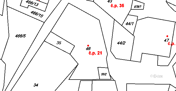 Opatov 21 na parcele st. 46 v KÚ Opatov u Jihlavy, Katastrální mapa