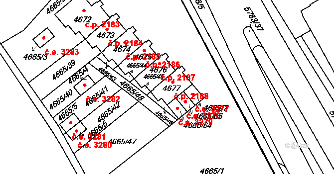 Jihlava 2188 na parcele st. 4677 v KÚ Jihlava, Katastrální mapa