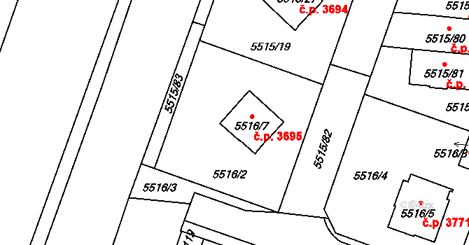 Jihlava 3695 na parcele st. 5516/7 v KÚ Jihlava, Katastrální mapa