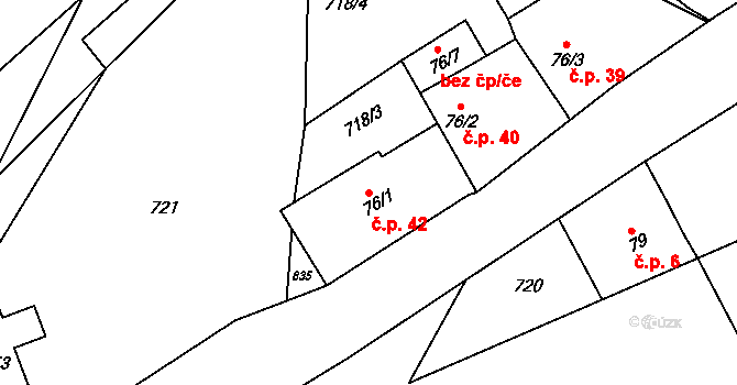 Havírna 42, Bohutín na parcele st. 76/1 v KÚ Bohutín, Katastrální mapa
