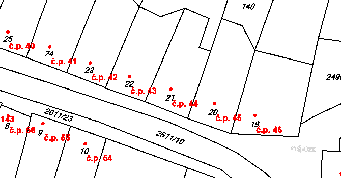Horní Dvořiště 44 na parcele st. 21 v KÚ Horní Dvořiště, Katastrální mapa