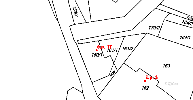 Rybnov 17, Holany na parcele st. 160/1 v KÚ Holany, Katastrální mapa
