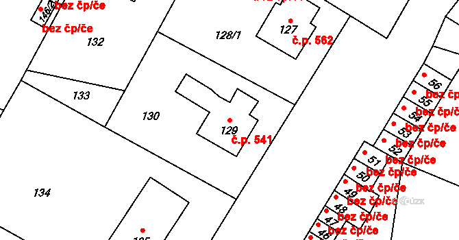 Moravský Beroun 541 na parcele st. 129 v KÚ Moravský Beroun, Katastrální mapa