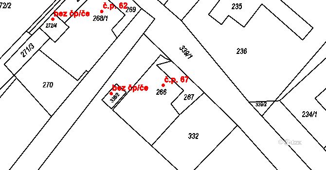 Edrovice 67, Rýmařov na parcele st. 266 v KÚ Edrovice, Katastrální mapa