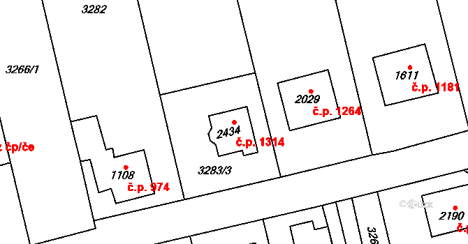 Lomnice nad Popelkou 1314 na parcele st. 2434 v KÚ Lomnice nad Popelkou, Katastrální mapa