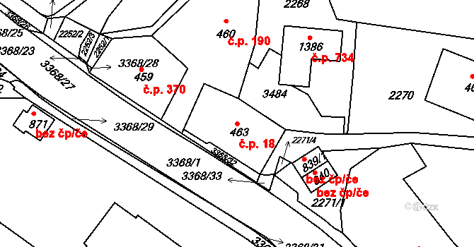 Horní Rokytnice 18, Rokytnice nad Jizerou na parcele st. 463 v KÚ Horní Rokytnice nad Jizerou, Katastrální mapa