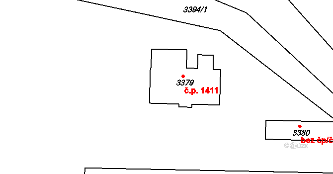 Tachov 1411 na parcele st. 3379 v KÚ Tachov, Katastrální mapa