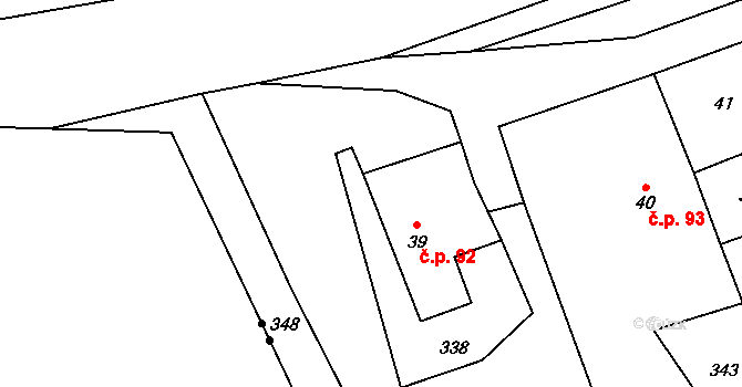 Žipotín 92, Gruna na parcele st. 39 v KÚ Žipotín, Katastrální mapa