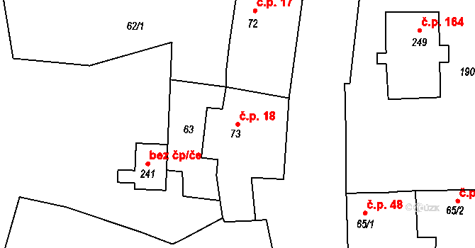 Oráčov 18 na parcele st. 73 v KÚ Oráčov, Katastrální mapa