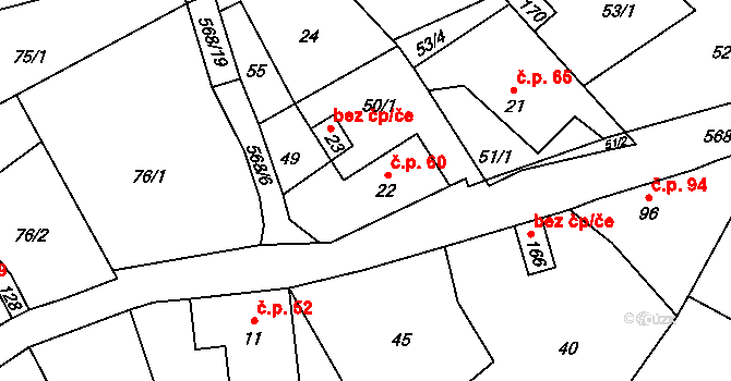 Drnovec 60, Cvikov na parcele st. 22 v KÚ Drnovec, Katastrální mapa
