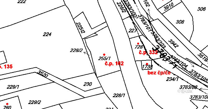 Cvikov II 162, Cvikov na parcele st. 255/1 v KÚ Cvikov, Katastrální mapa