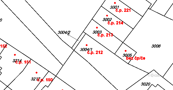 Mimoň I 212, Mimoň na parcele st. 3004/1 v KÚ Mimoň, Katastrální mapa