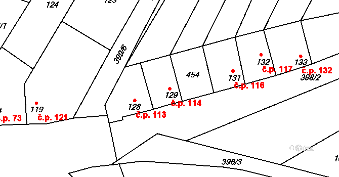 Lounky 114, Chodouny na parcele st. 129 v KÚ Lounky, Katastrální mapa