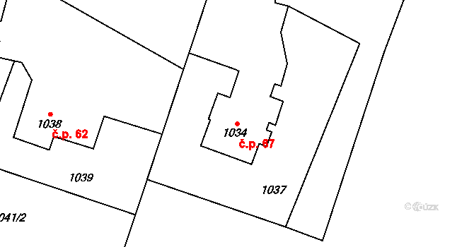Petrovice u Karviné 67 na parcele st. 1034 v KÚ Petrovice u Karviné, Katastrální mapa