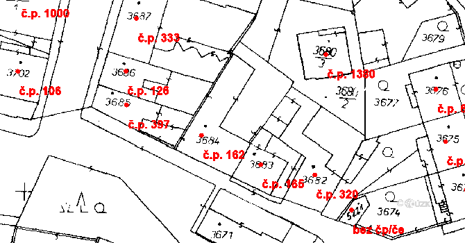 Poděbrady III 162, Poděbrady na parcele st. 3684 v KÚ Poděbrady, Katastrální mapa