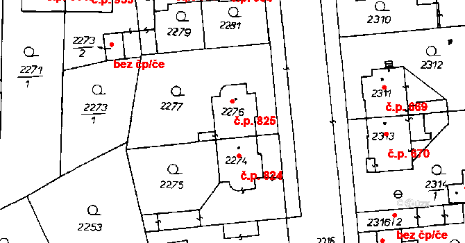 Poděbrady III 825, Poděbrady na parcele st. 2276 v KÚ Poděbrady, Katastrální mapa