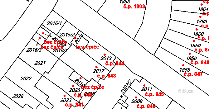 Duchcov 844 na parcele st. 2013 v KÚ Duchcov, Katastrální mapa