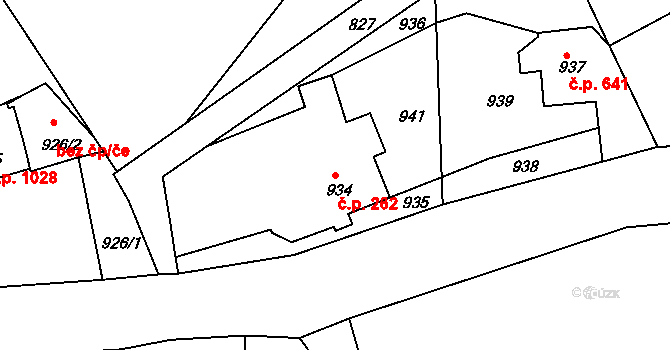 Smržovka 262 na parcele st. 934 v KÚ Smržovka, Katastrální mapa
