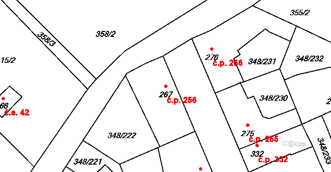 Černčice 256 na parcele st. 267 v KÚ Černčice u Loun, Katastrální mapa