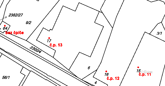 Salačova Lhota 13 na parcele st. 17 v KÚ Salačova Lhota, Katastrální mapa