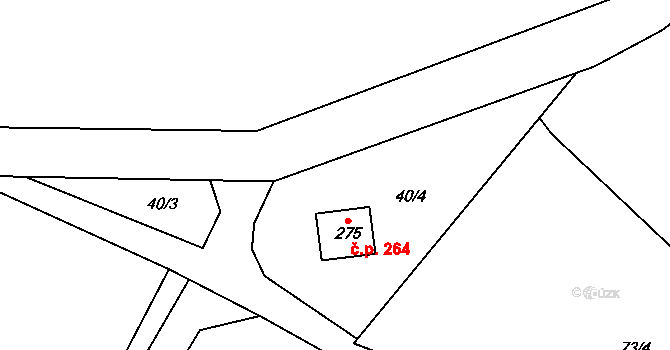 Cínovec 264, Dubí na parcele st. 275 v KÚ Cínovec, Katastrální mapa