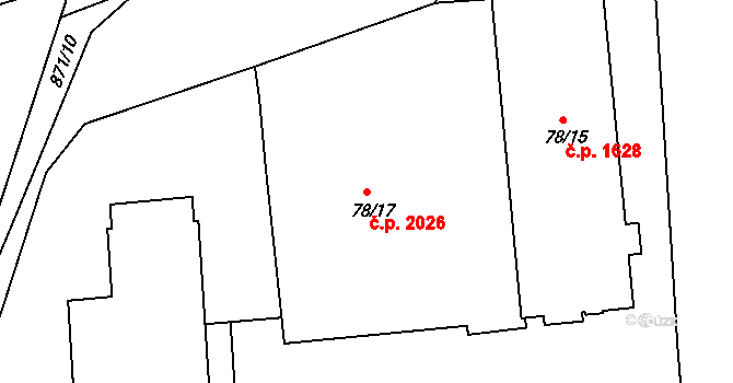 Sokolov 2026 na parcele st. 78/17 v KÚ Sokolov, Katastrální mapa