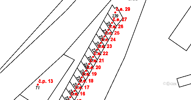Hradiště 23, Cheb na parcele st. 227 v KÚ Hradiště u Chebu, Katastrální mapa