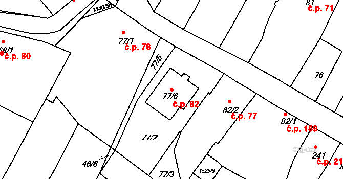 Údlice 82 na parcele st. 77/6 v KÚ Údlice, Katastrální mapa