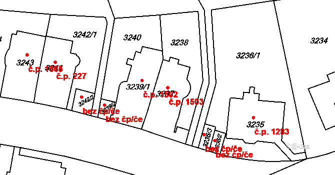 Smíchov 1503, Praha na parcele st. 3237 v KÚ Smíchov, Katastrální mapa