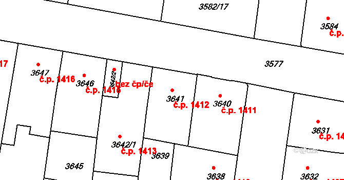 České Budějovice 3 1412, České Budějovice na parcele st. 3641 v KÚ České Budějovice 3, Katastrální mapa