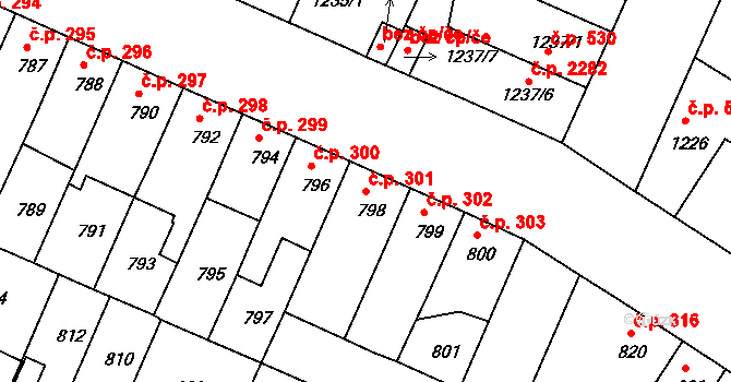 České Budějovice 5 301, České Budějovice na parcele st. 798 v KÚ České Budějovice 5, Katastrální mapa