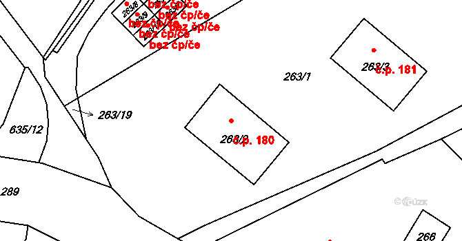Dolní Libchava 180, Česká Lípa na parcele st. 263/2 v KÚ Dolní Libchava, Katastrální mapa