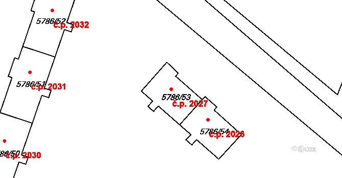Česká Lípa 2027 na parcele st. 5786/53 v KÚ Česká Lípa, Katastrální mapa