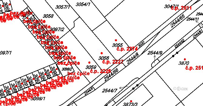 Chomutov 2227 na parcele st. 3056 v KÚ Chomutov II, Katastrální mapa