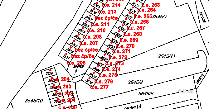 Jirkov 273 na parcele st. 3632 v KÚ Jirkov, Katastrální mapa
