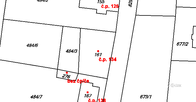 Dolní Chrastava 134, Chrastava na parcele st. 161 v KÚ Dolní Chrastava, Katastrální mapa